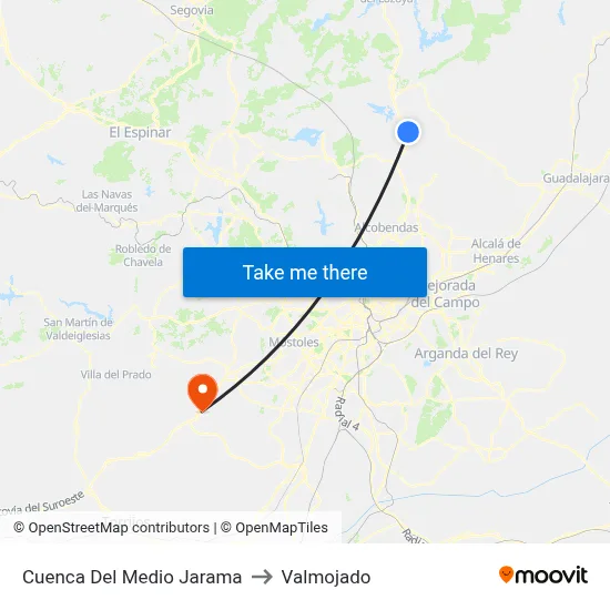 Cuenca Del Medio Jarama to Valmojado map