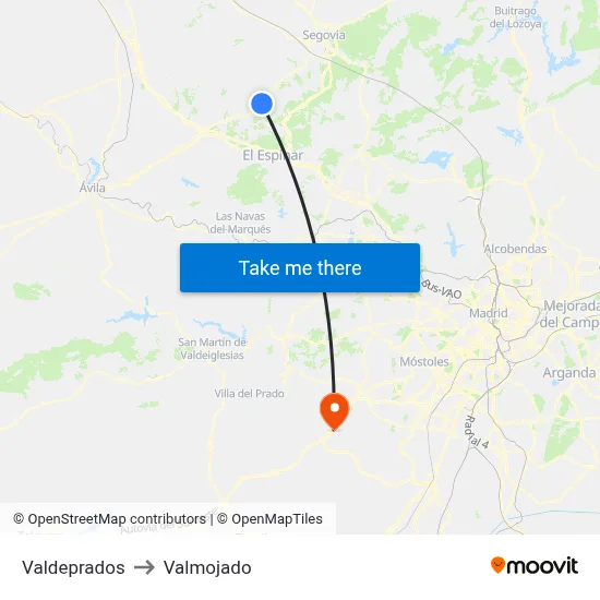 Valdeprados to Valmojado map