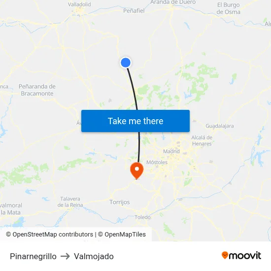 Pinarnegrillo to Valmojado map