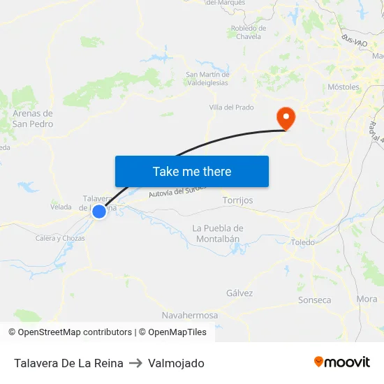 Talavera De La Reina to Valmojado map