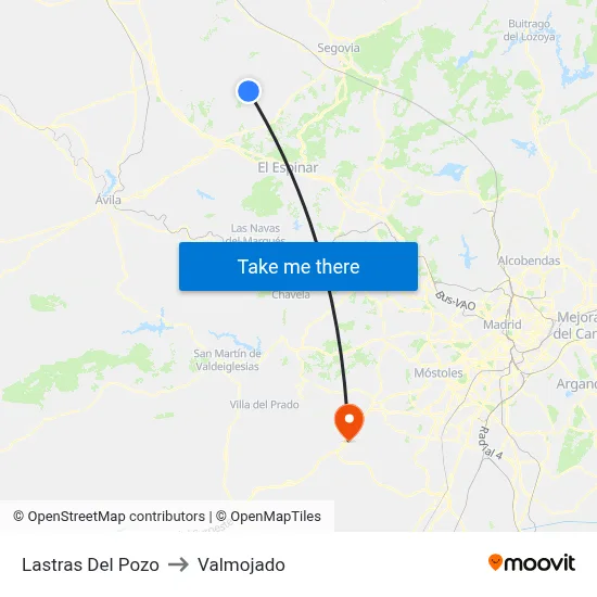 Lastras Del Pozo to Valmojado map