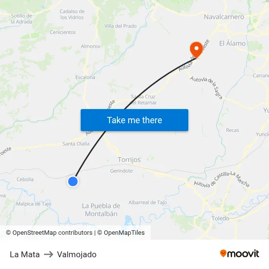 La Mata to Valmojado map