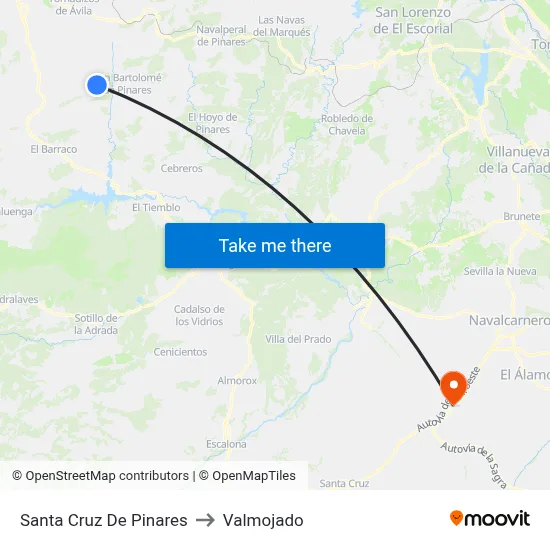 Santa Cruz De Pinares to Valmojado map