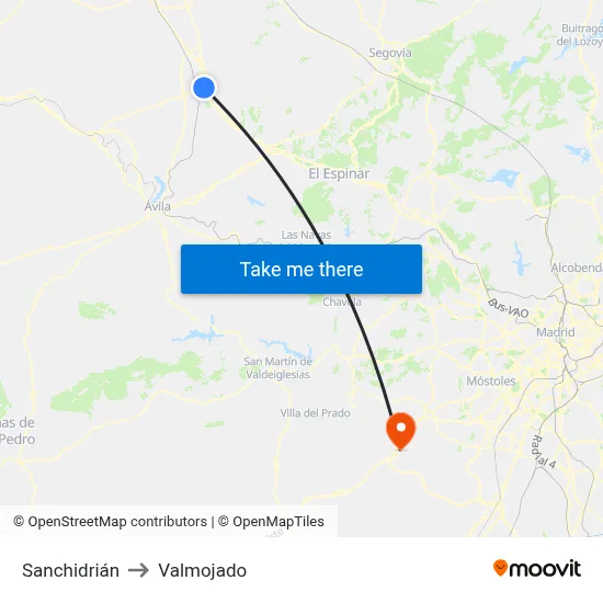 Sanchidrián to Valmojado map