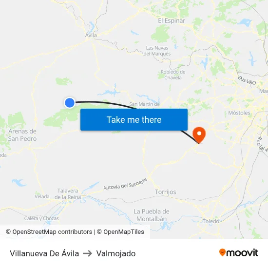 Villanueva De Ávila to Valmojado map
