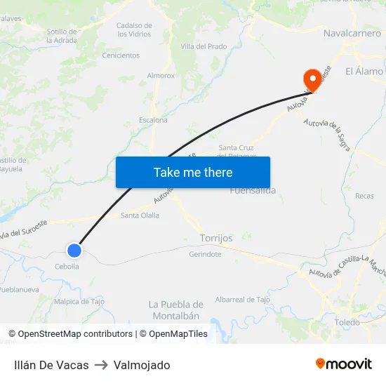 Illán De Vacas to Valmojado map