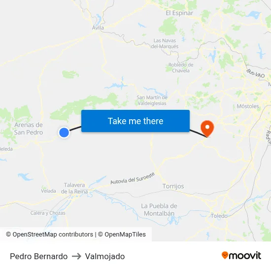 Pedro Bernardo to Valmojado map