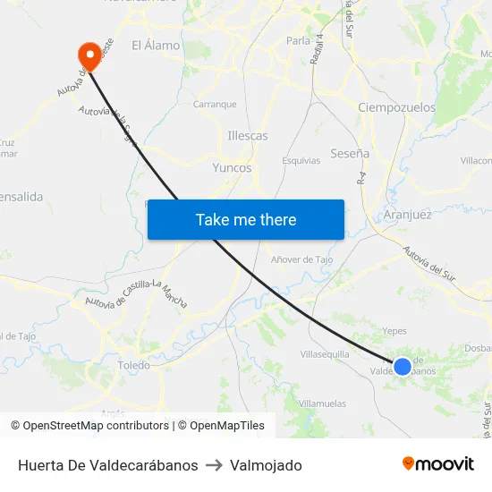 Huerta De Valdecarábanos to Valmojado map