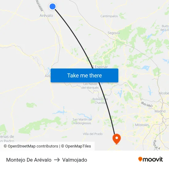 Montejo De Arévalo to Valmojado map