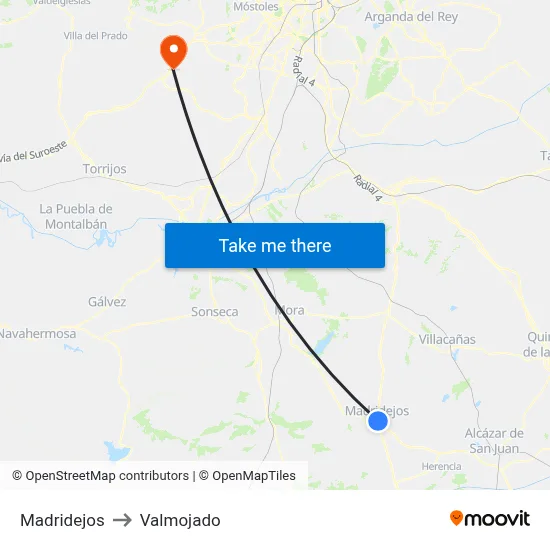 Madridejos to Valmojado map