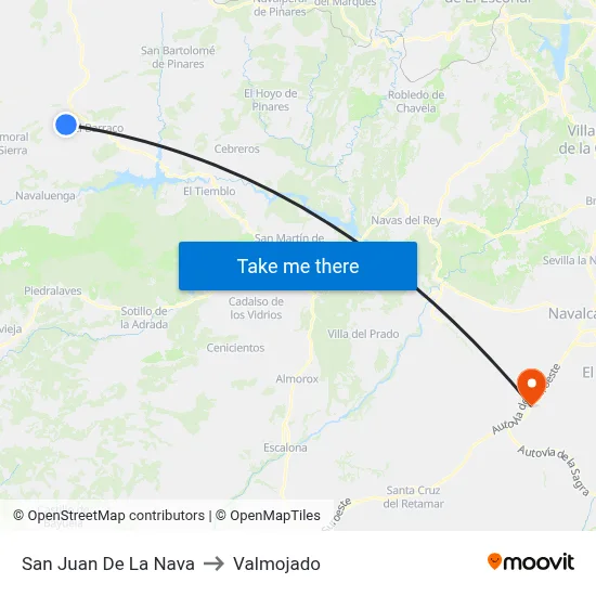 San Juan De La Nava to Valmojado map