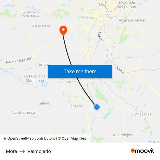 Mora to Valmojado map