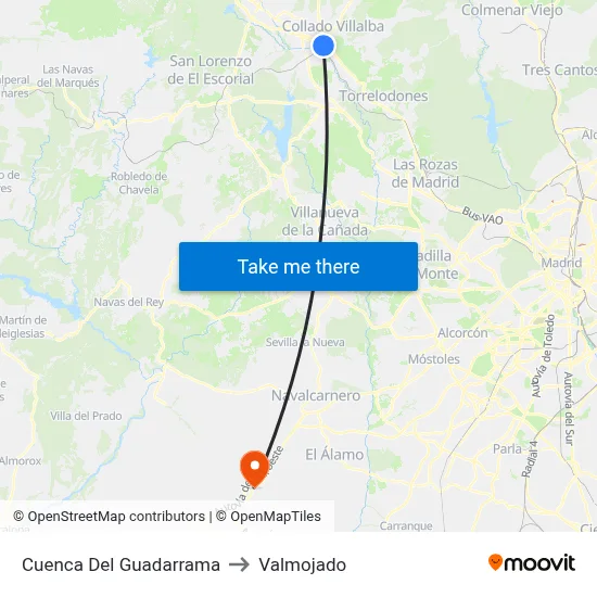 Cuenca Del Guadarrama to Valmojado map