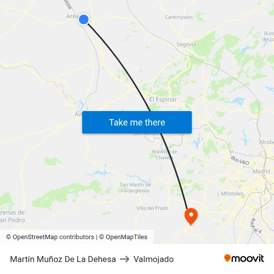 Martín Muñoz De La Dehesa to Valmojado map