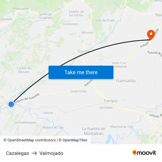Cazalegas to Valmojado map