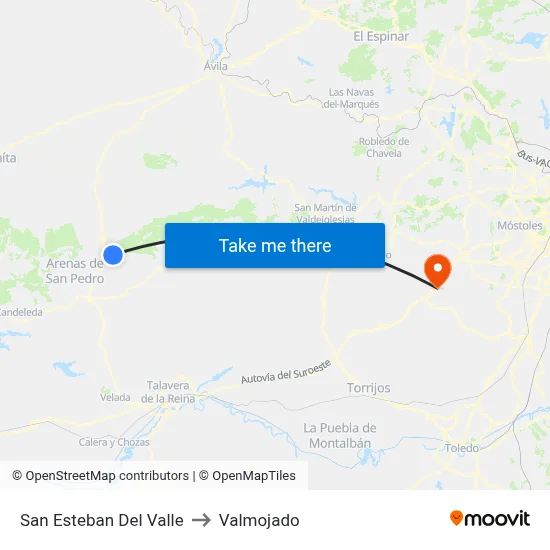 San Esteban Del Valle to Valmojado map