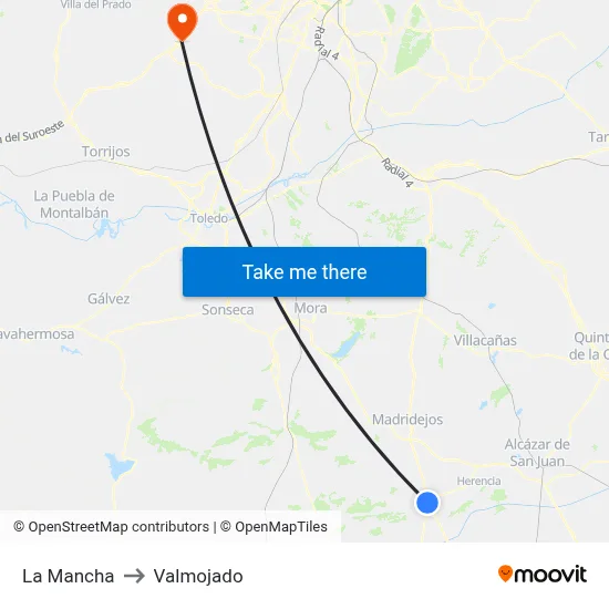 La Mancha to Valmojado map