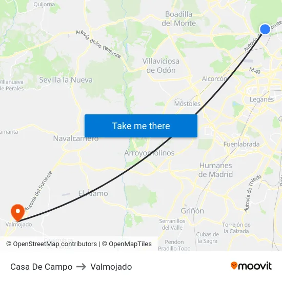 Casa De Campo to Valmojado map