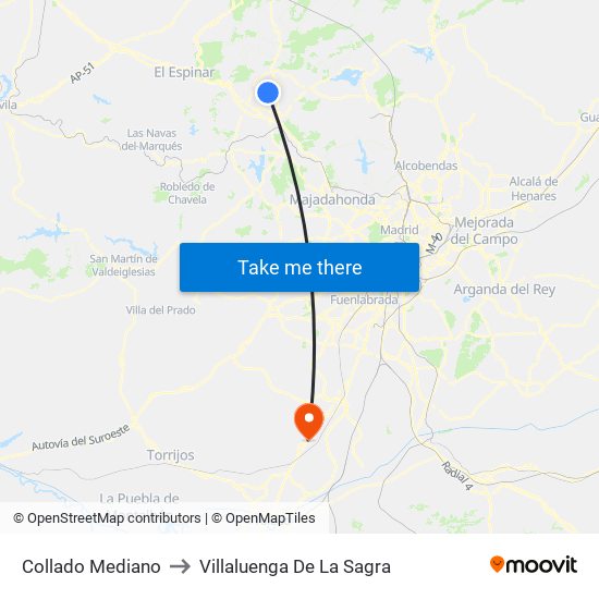 Collado Mediano to Villaluenga De La Sagra map