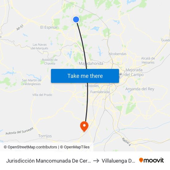 Jurisdicción Mancomunada De Cerdedilla Y Navacerrada to Villaluenga De La Sagra map