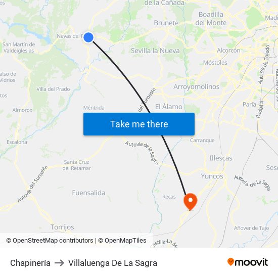Chapinería to Villaluenga De La Sagra map