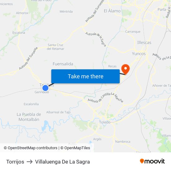 Torrijos to Villaluenga De La Sagra map