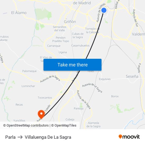 Parla to Villaluenga De La Sagra map