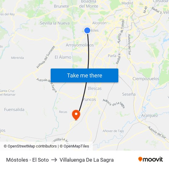 Móstoles - El Soto to Villaluenga De La Sagra map