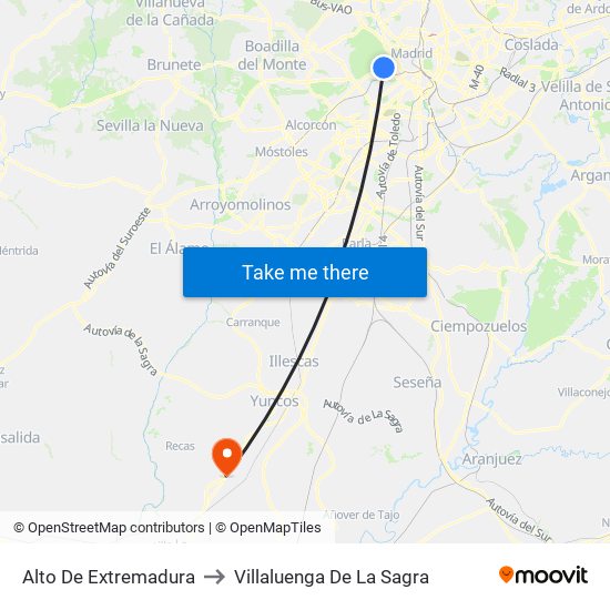 Alto De Extremadura to Villaluenga De La Sagra map