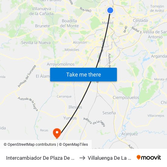 Intercambiador De Plaza De Castilla to Villaluenga De La Sagra map