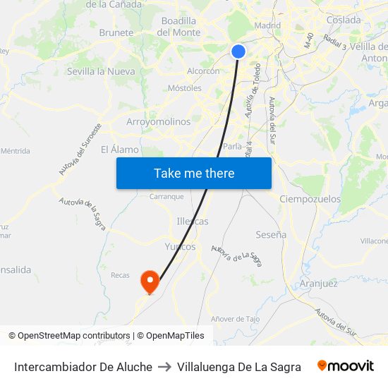 Intercambiador De Aluche to Villaluenga De La Sagra map