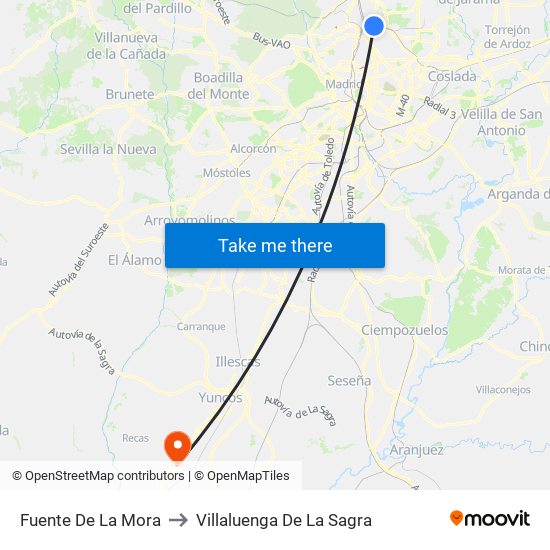 Fuente De La Mora to Villaluenga De La Sagra map