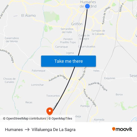 Humanes to Villaluenga De La Sagra map