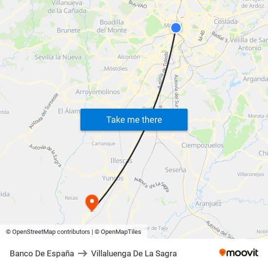 Banco De España to Villaluenga De La Sagra map