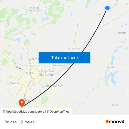 Baides to Yeles map