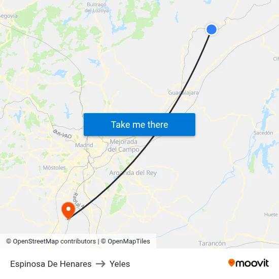 Espinosa De Henares to Yeles map