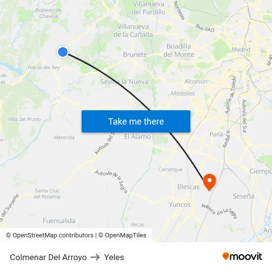 Colmenar Del Arroyo to Yeles map