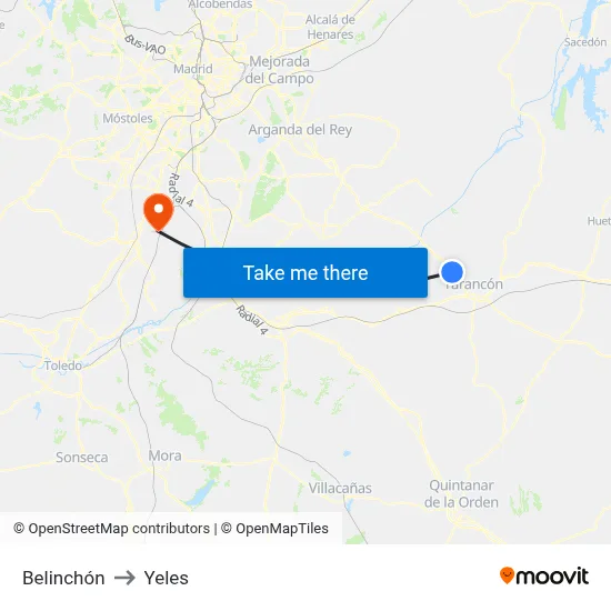 Belinchón to Yeles map