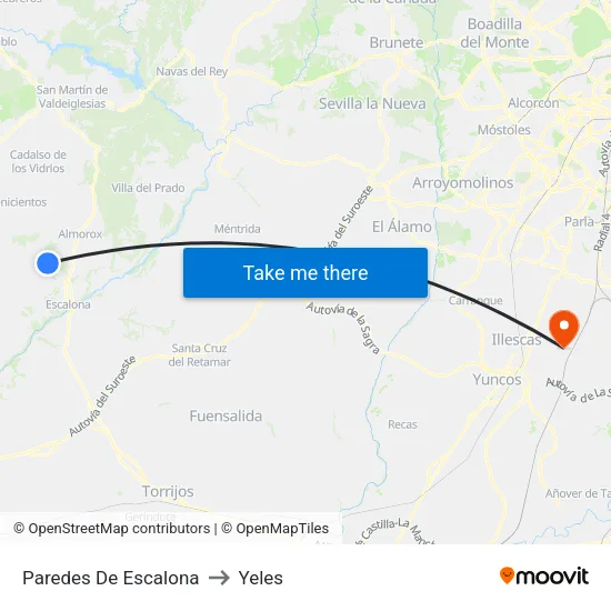 Paredes De Escalona to Yeles map