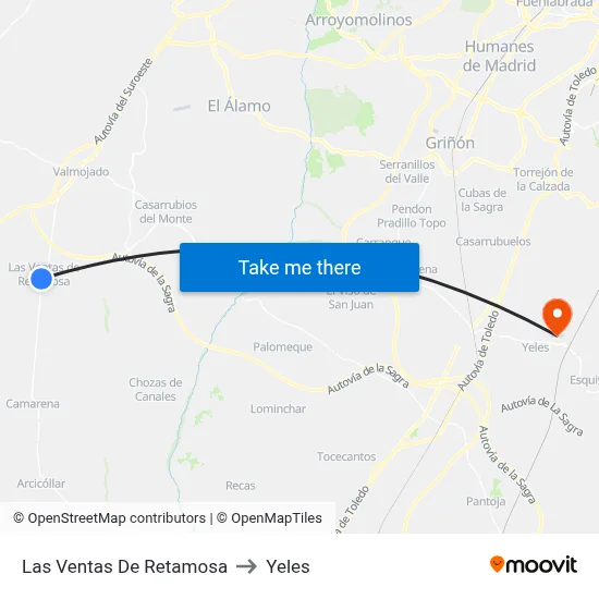 Las Ventas De Retamosa to Yeles map