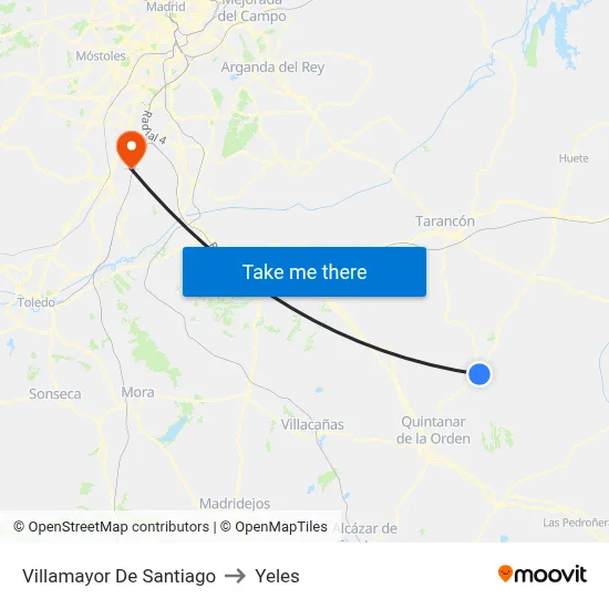 Villamayor De Santiago to Yeles map