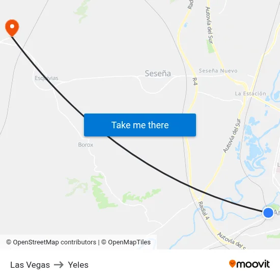 Las Vegas to Yeles map