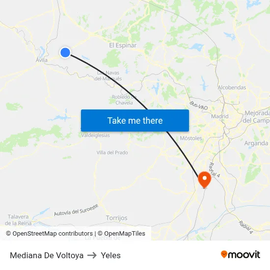 Mediana De Voltoya to Yeles map