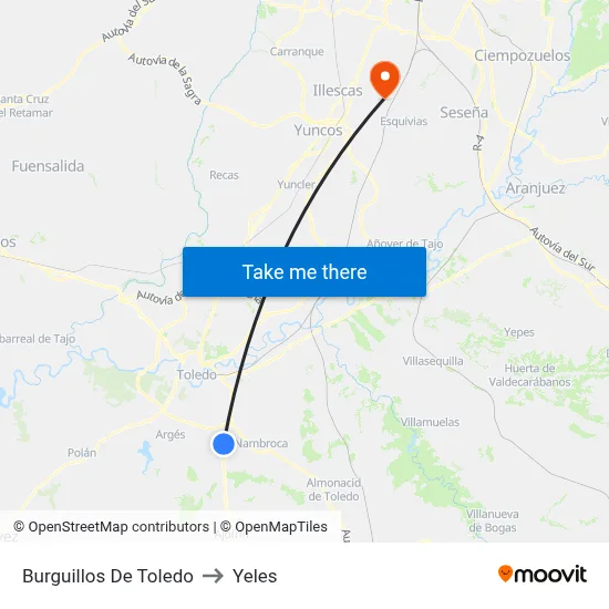 Burguillos De Toledo to Yeles map