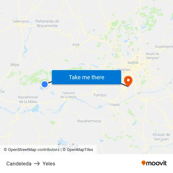 Candeleda to Yeles map