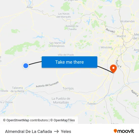 Almendral De La Cañada to Yeles map