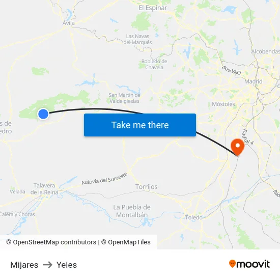 Mijares to Yeles map