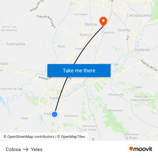 Cobisa to Yeles map
