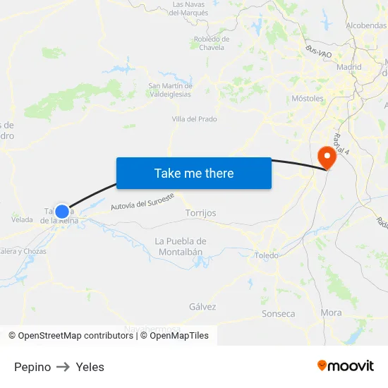 Pepino to Yeles map