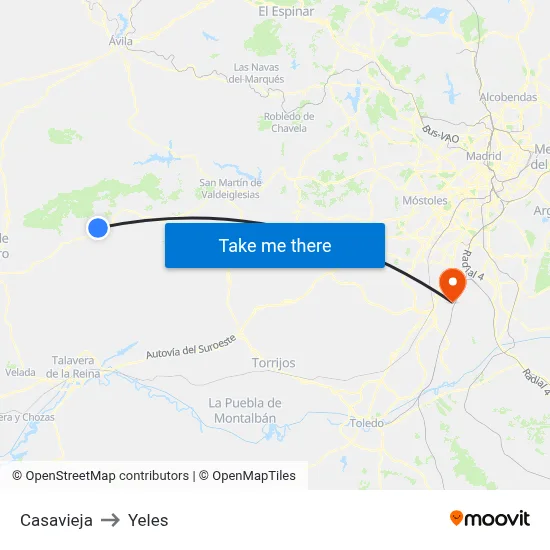 Casavieja to Yeles map